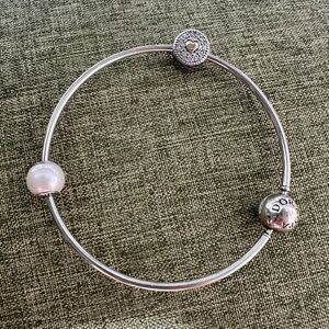 PANDORA Essence Bangle Bracelet with 2 Charms
